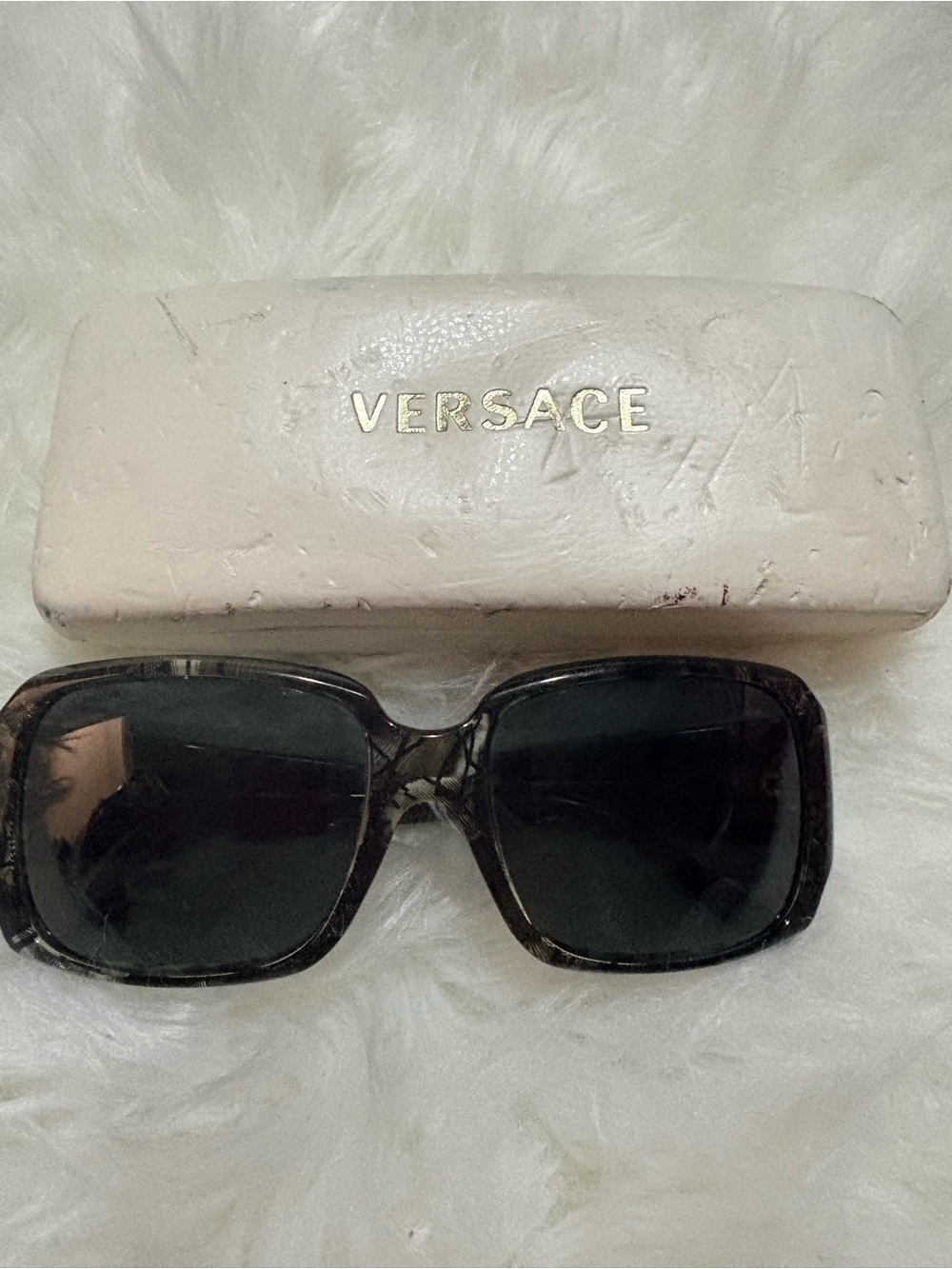 Versace Women’s Black Square Sunglasses with Case and Cleaning cloth